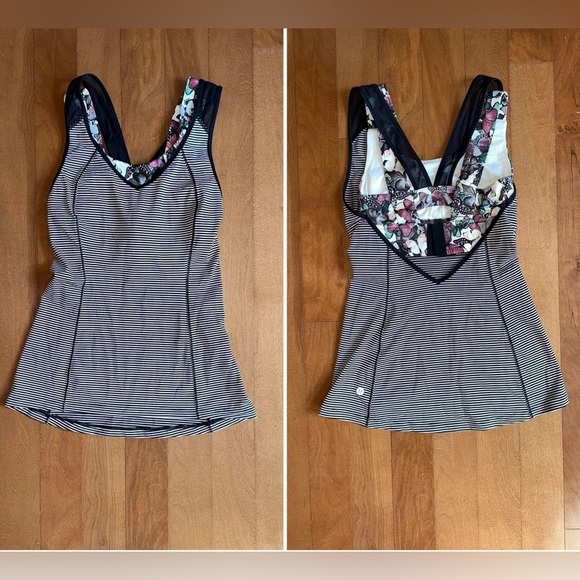 Lululemon Super Sport Tank Mini Pop Stripe Black So Fly Butterfly Multi Size XS - Picture 7 of 7